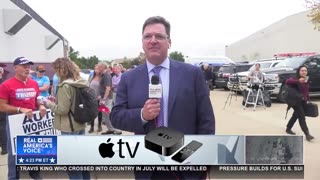 People Lined Up in Clinton Township, MI to Hear President Trump Speak