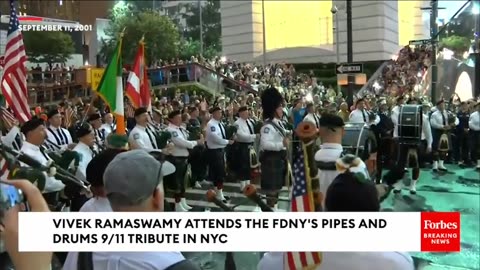 WATCH- Vivek Ramaswamy Attends The FDNY's Pipes And Drums 9-11 Tribute In NYC