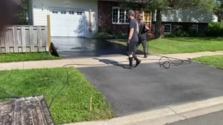 Professional Asphalt Spray Sealing: “Letting My Son Spray Seal One” Top Coats Pavement Maintenance