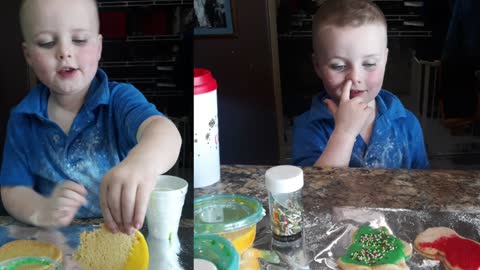 How a 4 year old makes Christmas Cookies