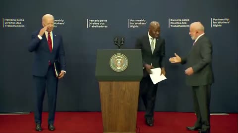 Biden forgets to shake hands with Brazil's President, salutes news reporters instead