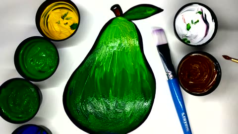 Painting a Pear Drawing Coloring Page, Painting Pages for Kids, Learn to Color with Paint