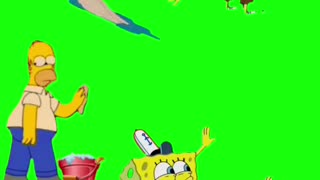 Homer and SpongeBob Cleaning Meme Template | Green Screen