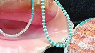 Faceted Amazonite and white mop choker full strand 16inch simple necklace gift for him04