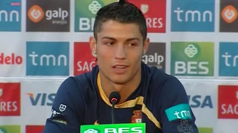 Cristiano Ronaldo being quizzed on his Manchester United future at Euro 2008