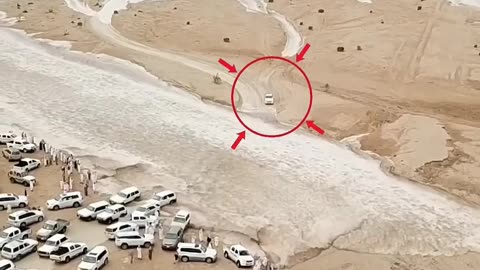 Close Call: Off-Roading Truck Narrowly Escapes Raging Flash Flood! 💦🚙"