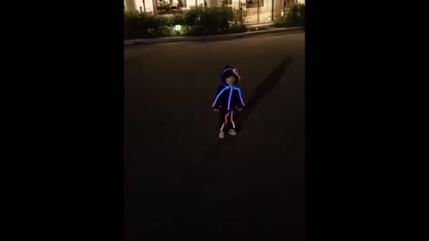 Toddler models adorable LED Halloween costume