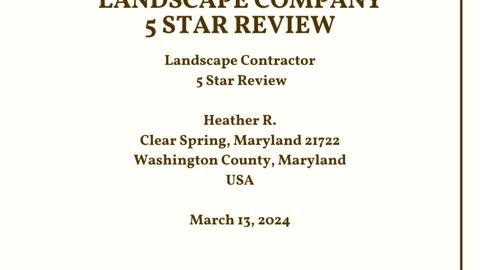 Landscape Contractor Clear Spring Maryland 5 Star Review