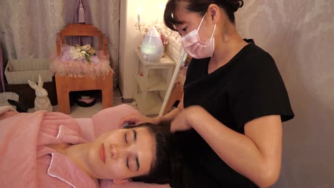 ASMR I got Migraine Healing Gua Sha Head Massage by Japanese professional in Japan (Soft spoken)
