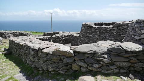 Ireland Dingle Peninsula Stone Fort With Huts