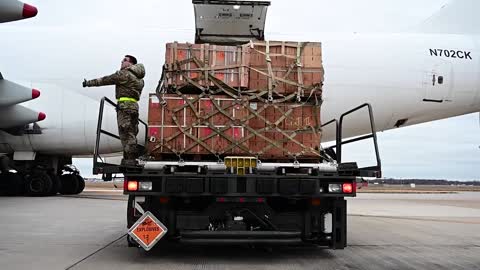 AIR AID: US Servicemen Load Equipment Destined For Ukraine