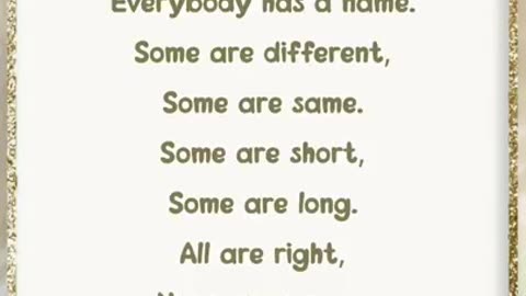 Everybody Has A Name | English poems for kids | short poems for kids | #shorts