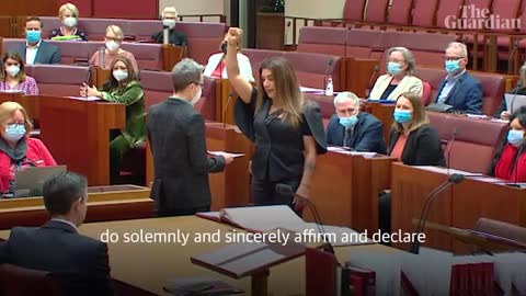 Australian senator Lidia Thorpe refers to the Queen as a coloniser while making oath of allegiance