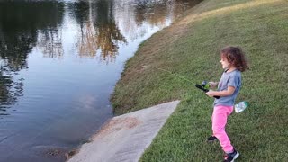 Girl Believes She Caught Big Fish