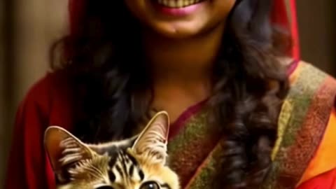 Indian Girl with cat
