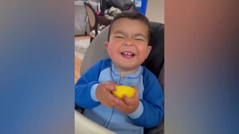 Try Not To Laugh : Baby Eating Fruit For The First Time | Funny baby video-9