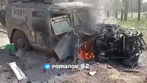 Armored vehicle Tigr after hitting an anti-tank mine All the guys who were inside are alive and well