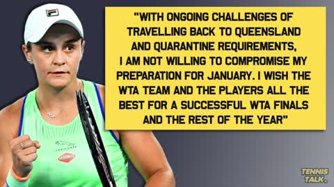 Barty Withdraws from WTA Finals & Season Tennis News