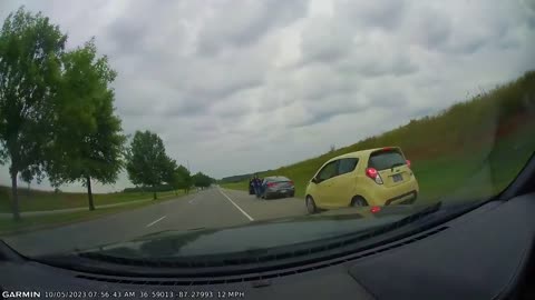 Compact Car Spins Out on Interstate