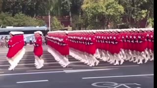 Chines Female Soldiers Marching in China