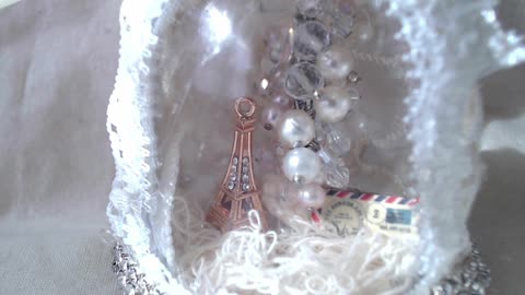 Shabby Chic Snow Glove Paris theme with a tiny Chunky charm inside