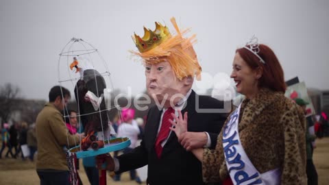 Protestors mock Donald Trump in an antiTrump rally in Washington