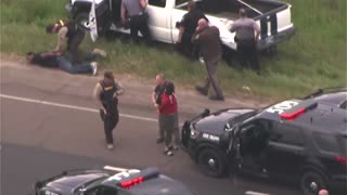 Truck flips during police chase 2024