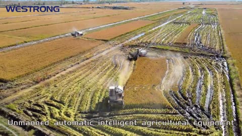 Automated unmanned rice harvester automation telecontrol highly active