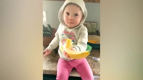 Try Not To Laugh : Baby Eating Fruit For The First Time | Funny baby video-16