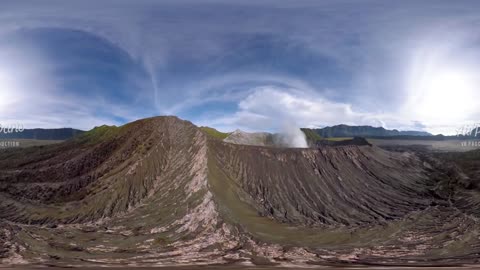 360°, Bromo volcano, Java, Indonesia, 4K aerial video