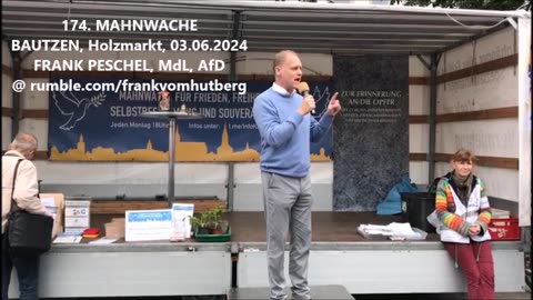 FRANK PESCHEL, MdL Sachsen, AfD - BAUTZEN, Holzmarkt, 03 06 2024, 174. MAHNWACHE 🕊 - Bürgermikrofon