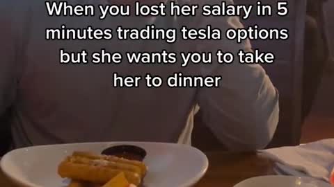 When you lost her salary in 5 minutes trading tesla options