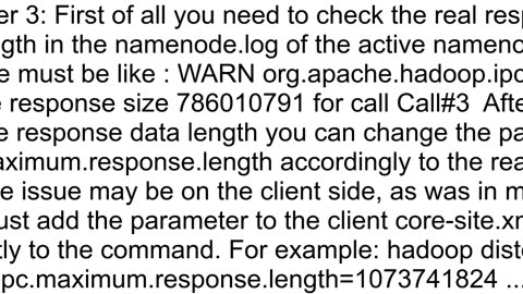 Exception quot orgapachehadoopipcRpcException RPC response exceeds maximum data lengthquot from jav