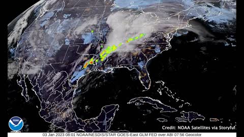 Severe thunderstorms moving across southern US