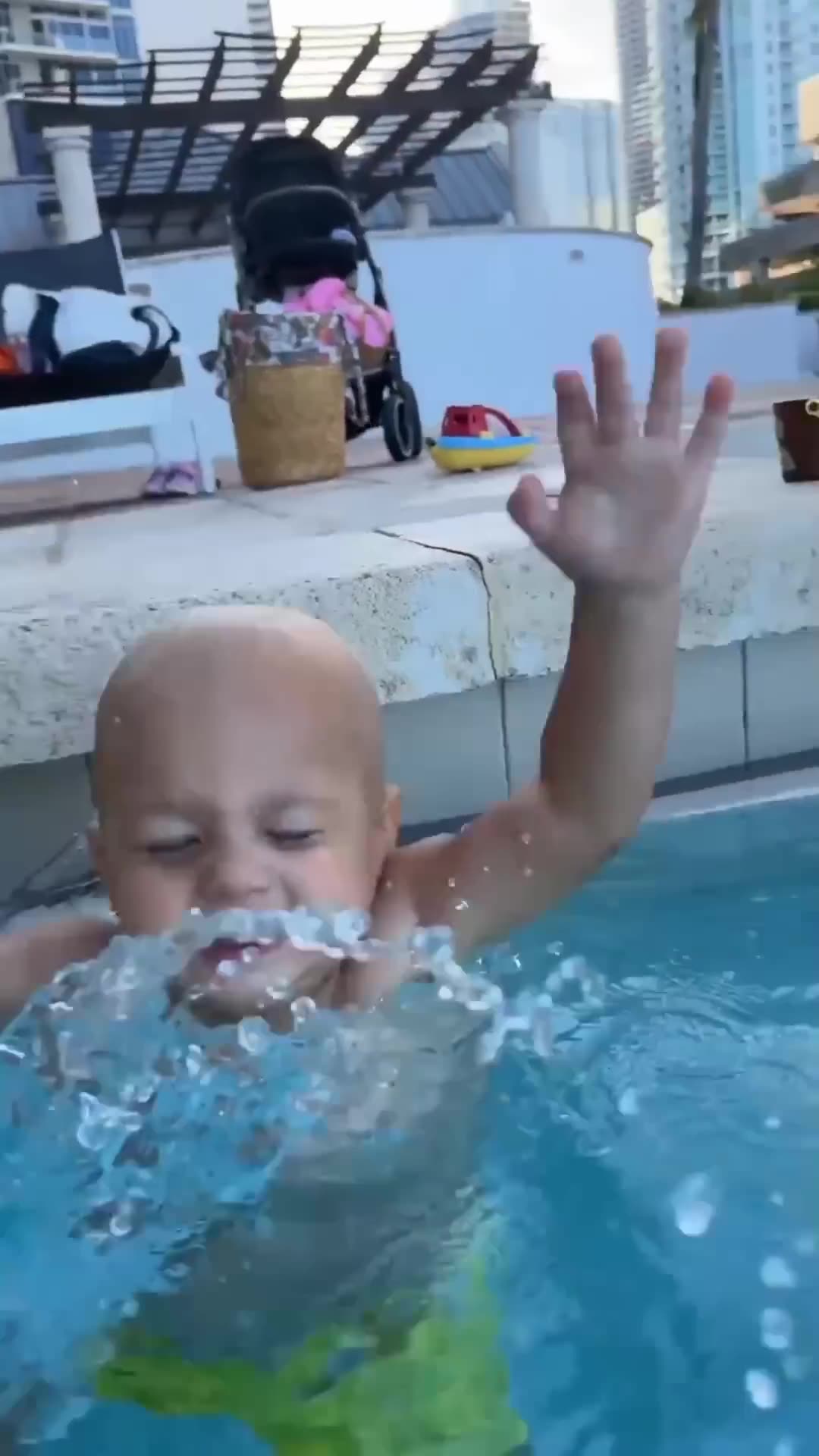 funny baby reaction on beach shorts