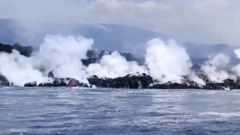 Lava From The La Cumbre Volcano Reached The Sea
