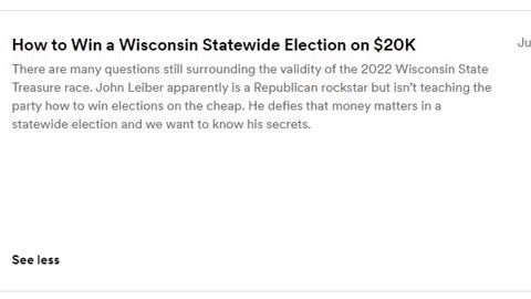 How to Win a Wisconsin Statewide Election with $20K