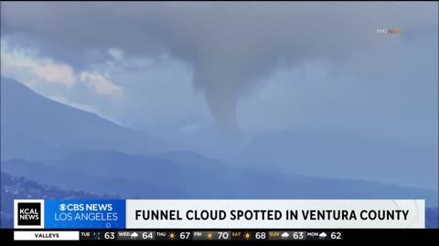 A funnel cloud was spotted forming over Santa Paula in Ventura County on Tuesday