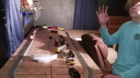 My son testing our vintage Lionel 1980 Chessie Systems Diesel Locomotive