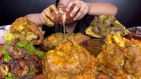 CHICKEN BIRYANI, MUTTON BIRYANI, EGG BIRYANI, KALEJI BIRYANI, FISH BIRYANI, PRAWNS BIRYANI - MUKBANG