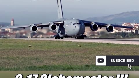 C17 Globemaster III extraordinary takeoff with engine roaring sound 🛫