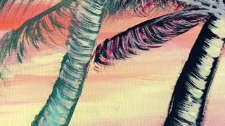 Sunset Palms Painting with Acrylics | Acrylic Painting | 30 seconds of Art