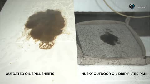 White spill sheet vs HalenHardy Spilltration® Husky Polyback Oil Filter Pan