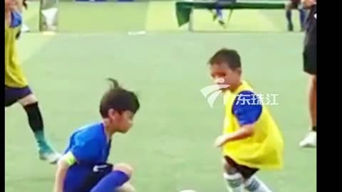 Five-year-old boy fake action