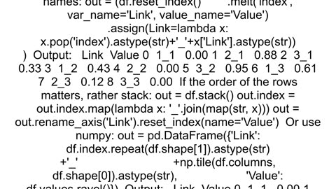 Concatenating row column indexes from a dataframe