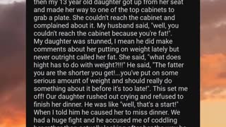 husband FAT SHAMED OUT DAUGHTER