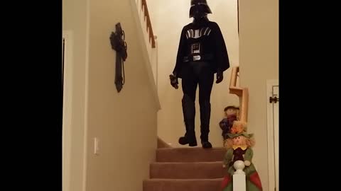 Darth vader girl falls during imperial march