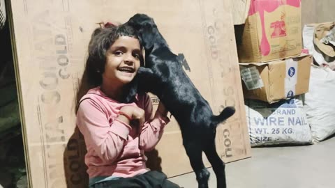 Adorable Moments: Children and a Baby Goat Enjoying Playtime Together