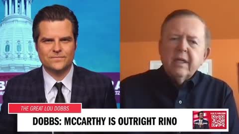 Lou Dobbs on McCarthy as Speaker of the House. "Outrageous. A RINO."