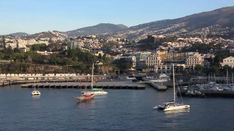 Madeira Funchal With Anchored Sailboats